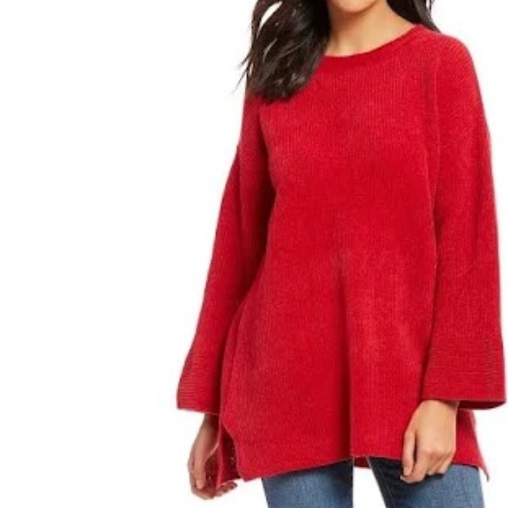 Eileen Fisher ~Organic Cotton Chenille Bell Sleeve Pullover Sweater size Small